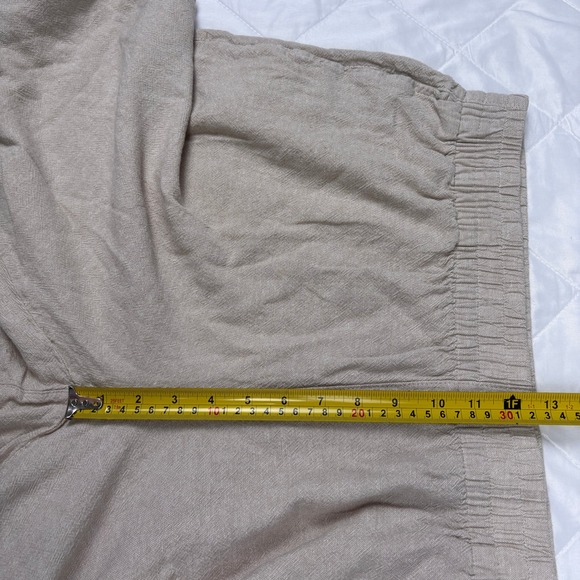 Old Navy Linen Blend Wide Leg Pants XL High Rise Beige Ankle Pull On - Picture 8 of 10